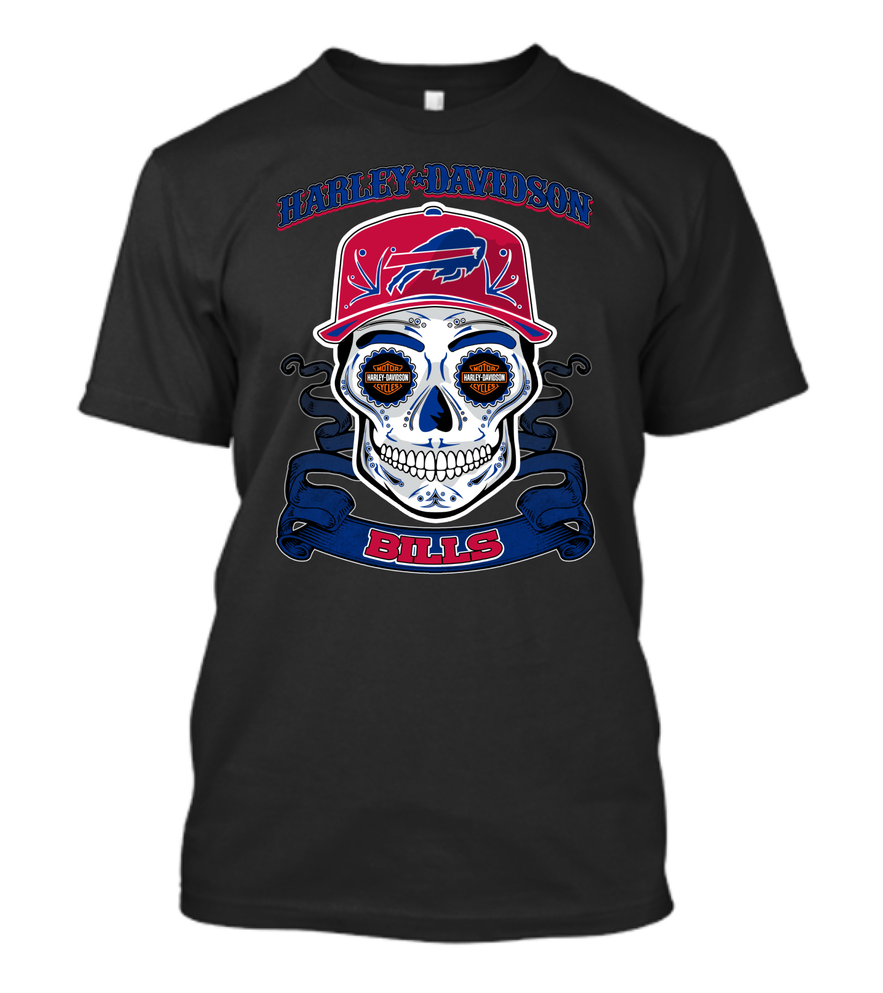 Harley Davidson Buffalo Bills Nfl Skull T-Shirt