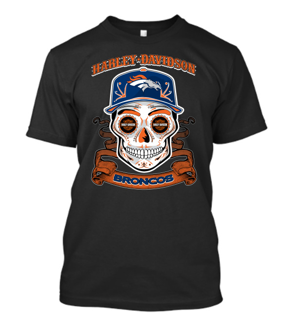 Harley Davidson Broncos Skull T-Shirt