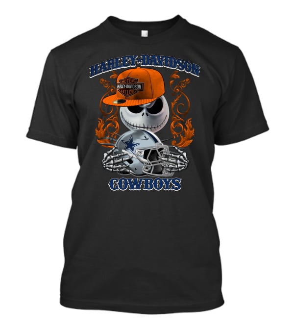 Harley Davidson Motor Jack Skellington Dallas Cowboys Skeleton T-Shirt