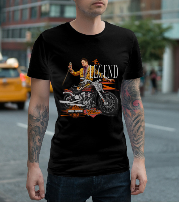 Elvis Presley The Legend Lives On Harley Davidson Motorcycle T-Shirt