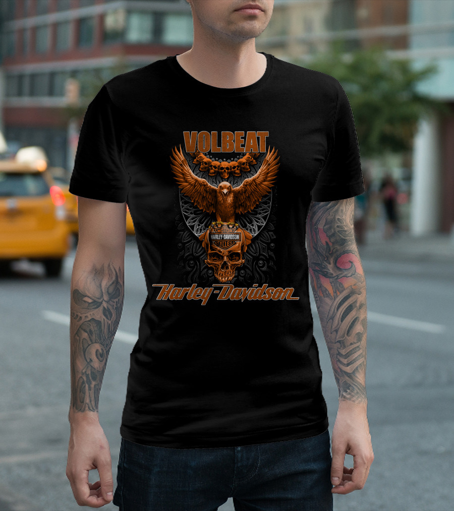 Volbeat Harley Davidson Eagle And Skulls T-Shirt