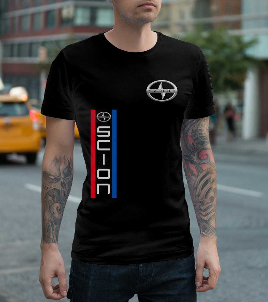 Scion Logo Vertical Red Blue Stripe T-Shirt
