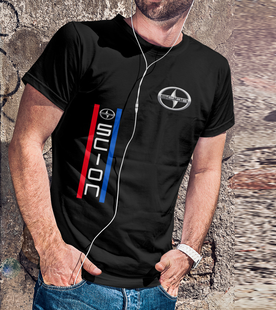 Scion Logo Vertical Red Blue Stripe T-Shirt