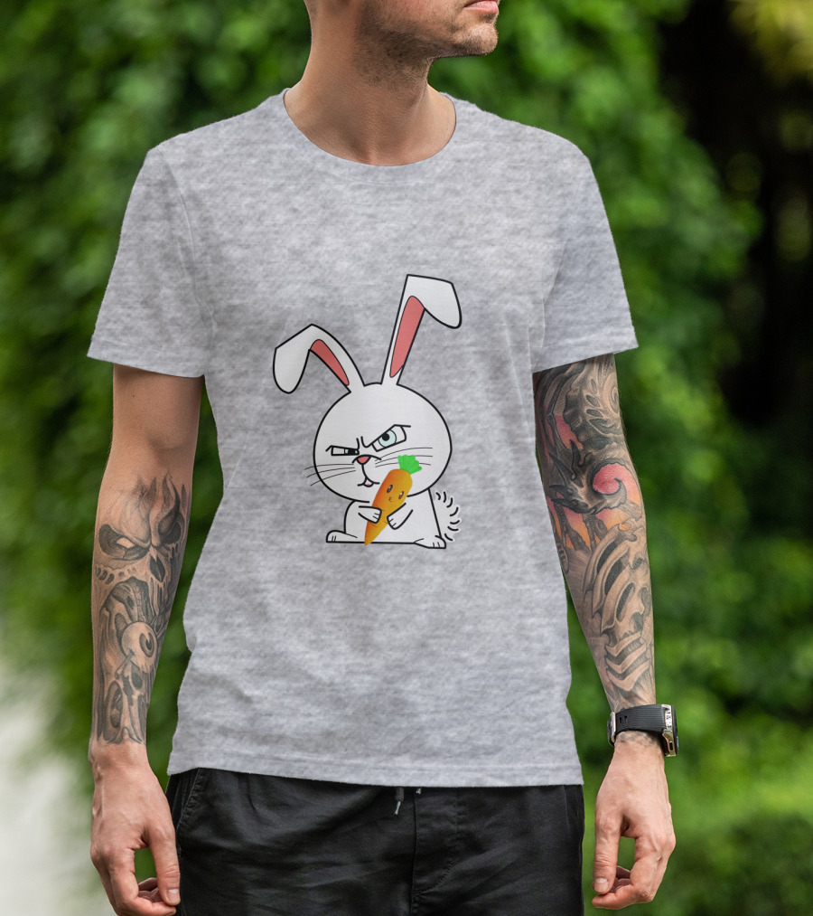 Rabbit Cool Angry Bunny Holding Carrot T-Shirt