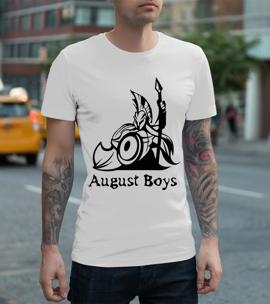 August Boys Warrior Spartan Shield Spear T-Shirt
