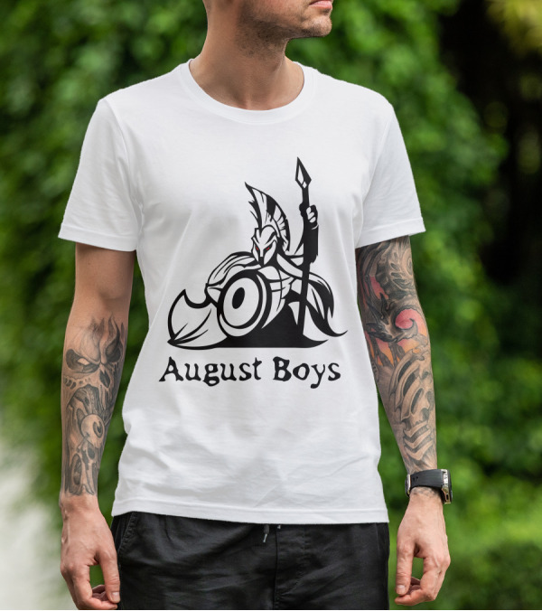 August Boys Warrior Spartan Shield Spear T-Shirt