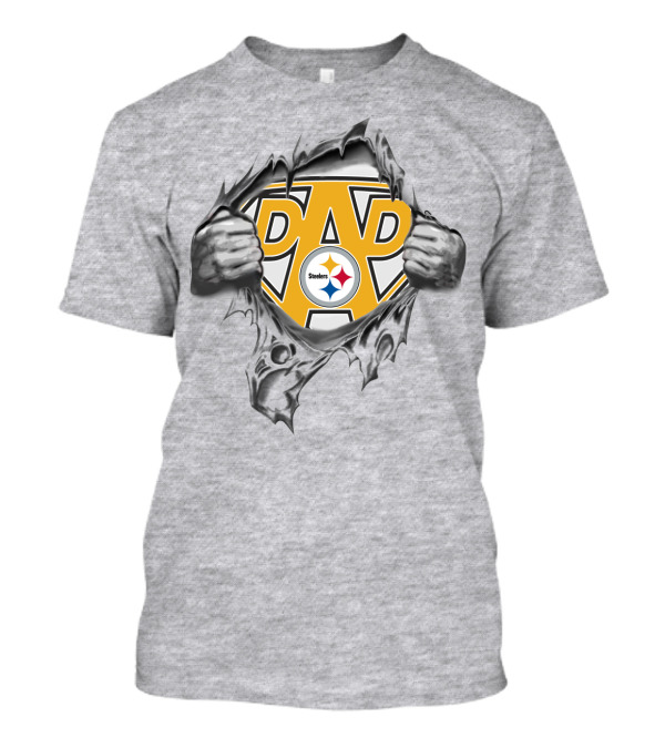 Pittsburgh Steelers Super Dad Shield With Logo Rip Reveal T-Shirt