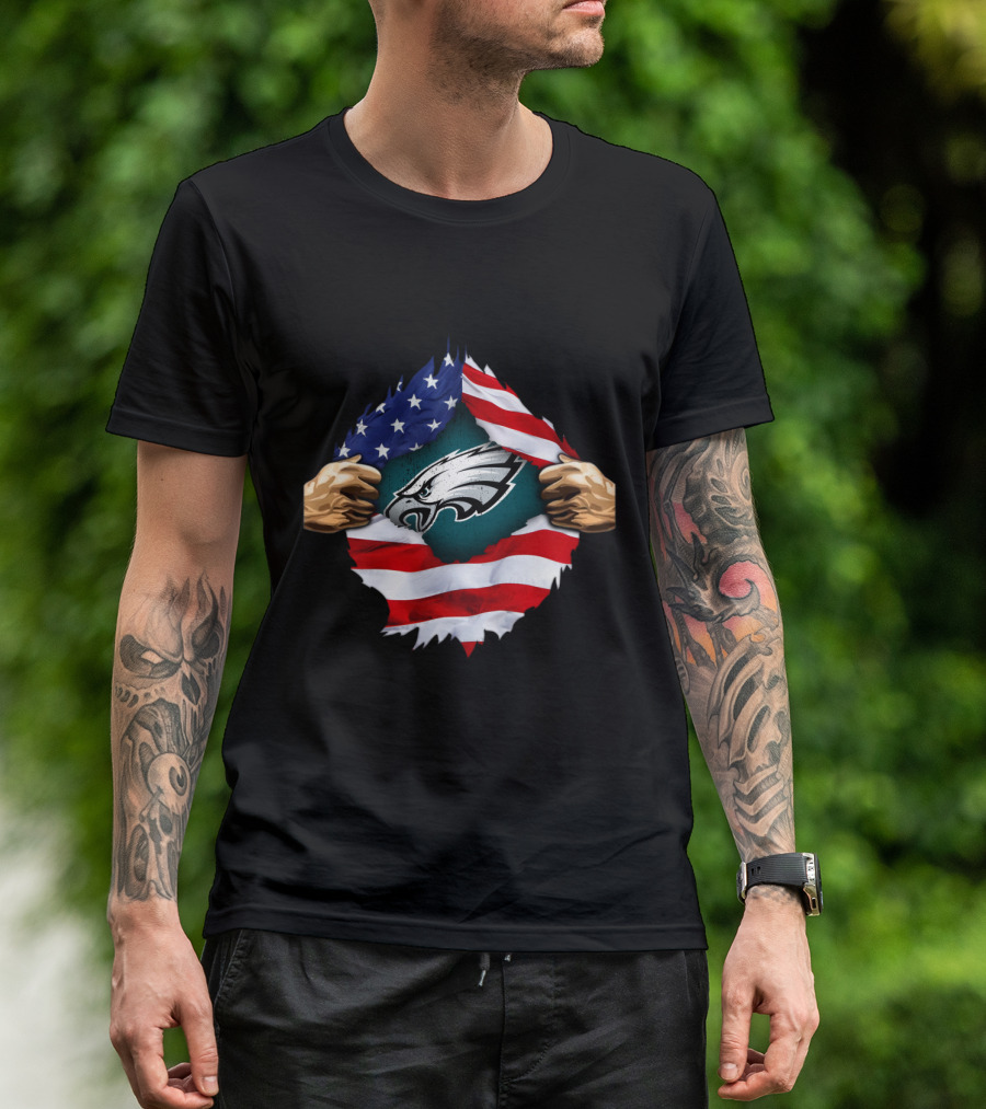Philadelphia Eagles American Flag Rip T-Shirt