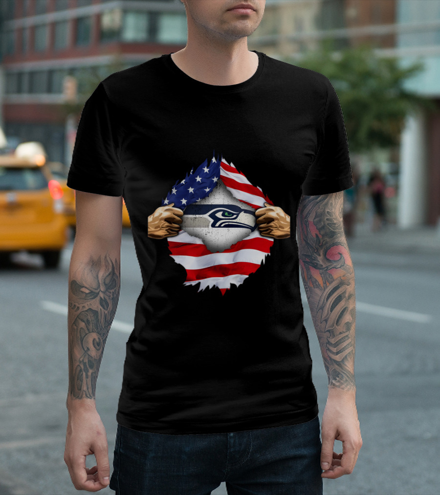 Seattle Seahawks American Flag Pride T-Shirt