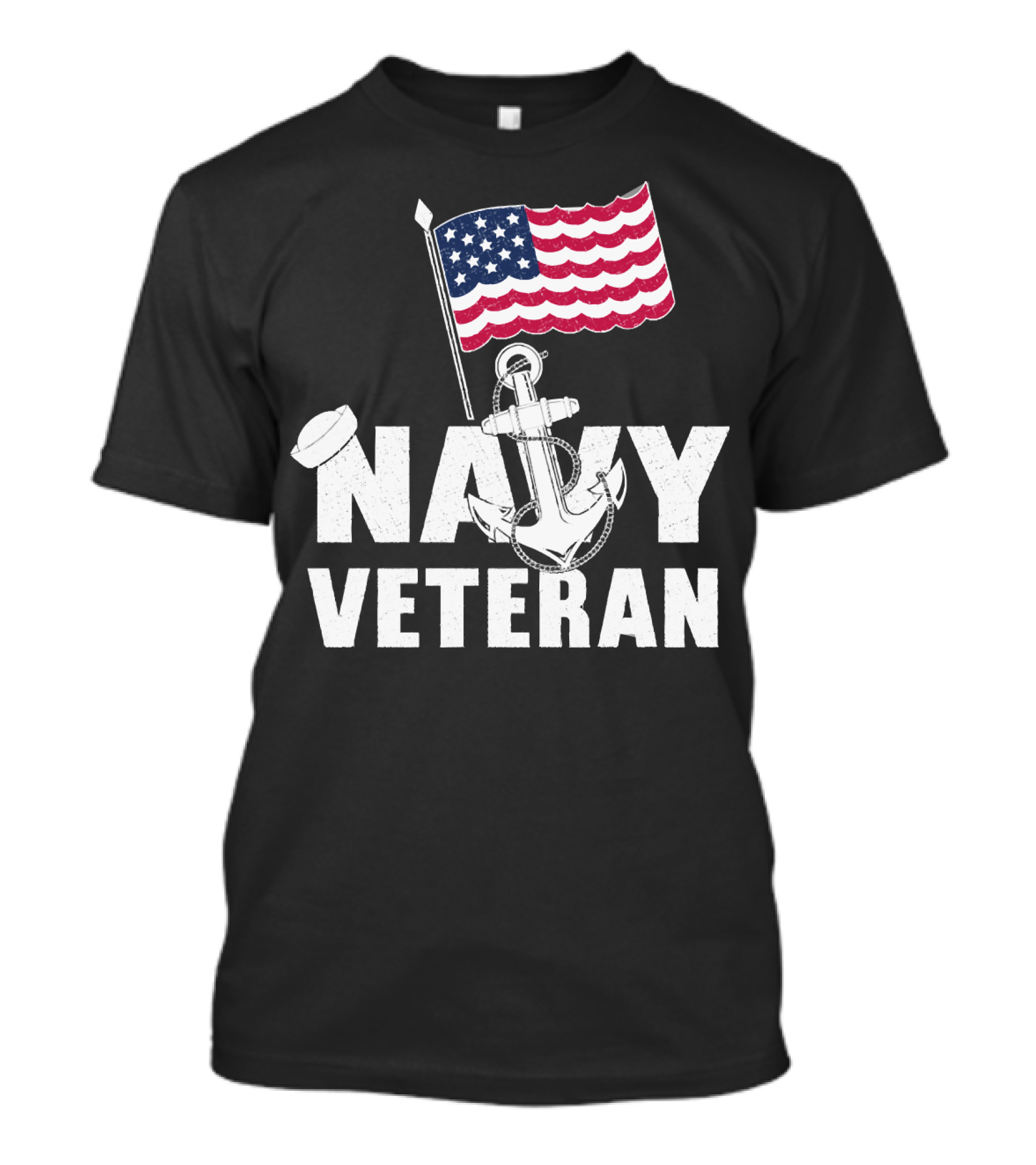 Navy Veteran USA Flag Anchor T-Shirt