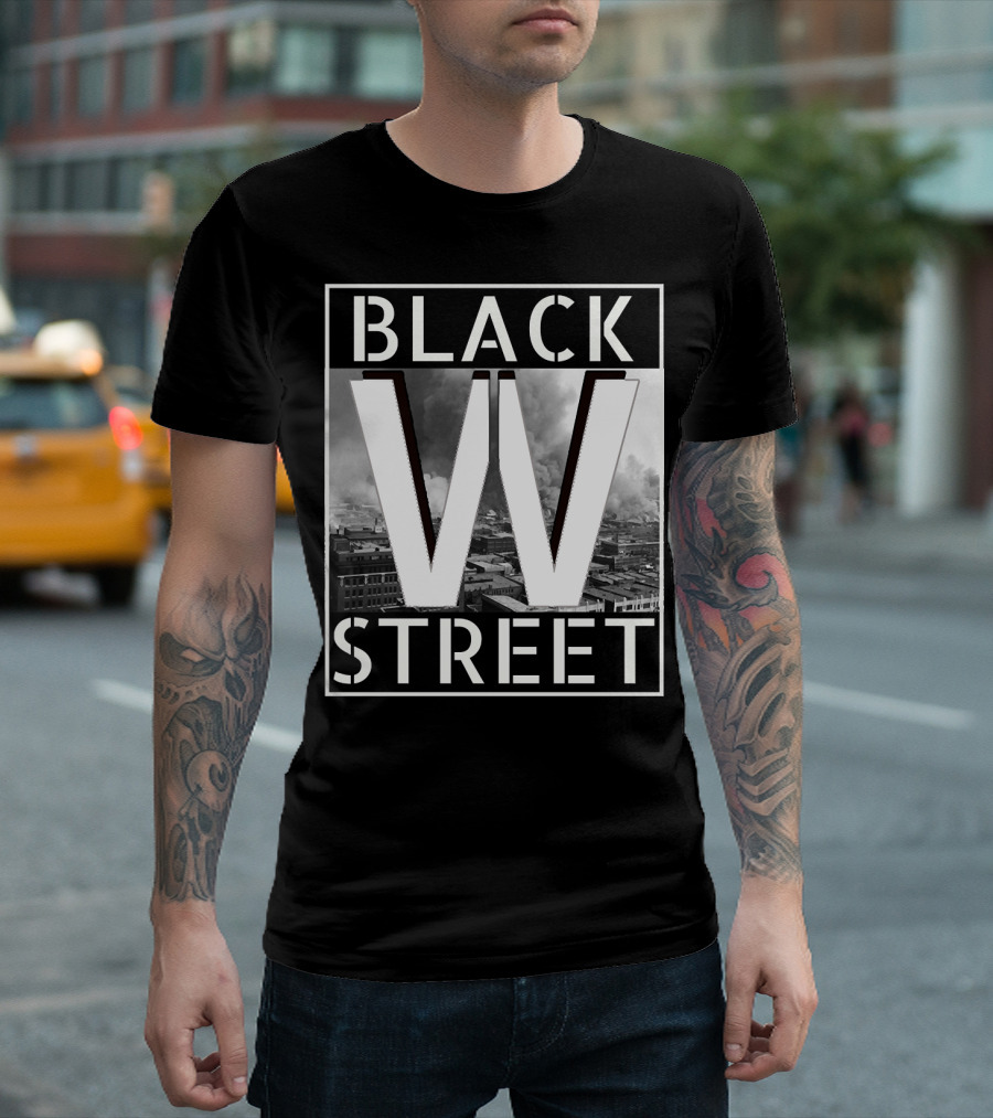 Black Wall Street W Tulsa Historic Imagery Urban Scene T-Shirt