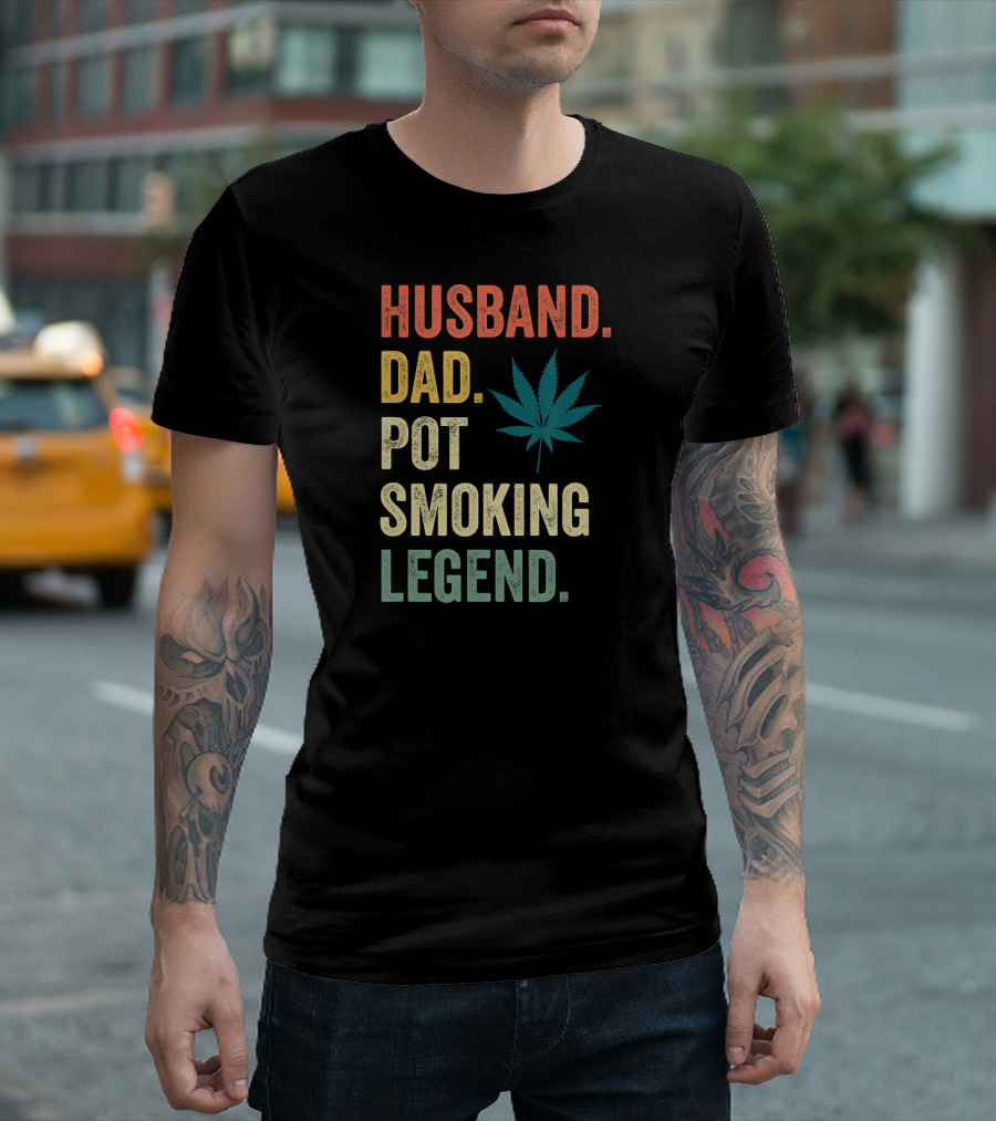 Vintage Retro Husband Dad Pot Smoking Legend Weed Stoner 158 T-Shirt