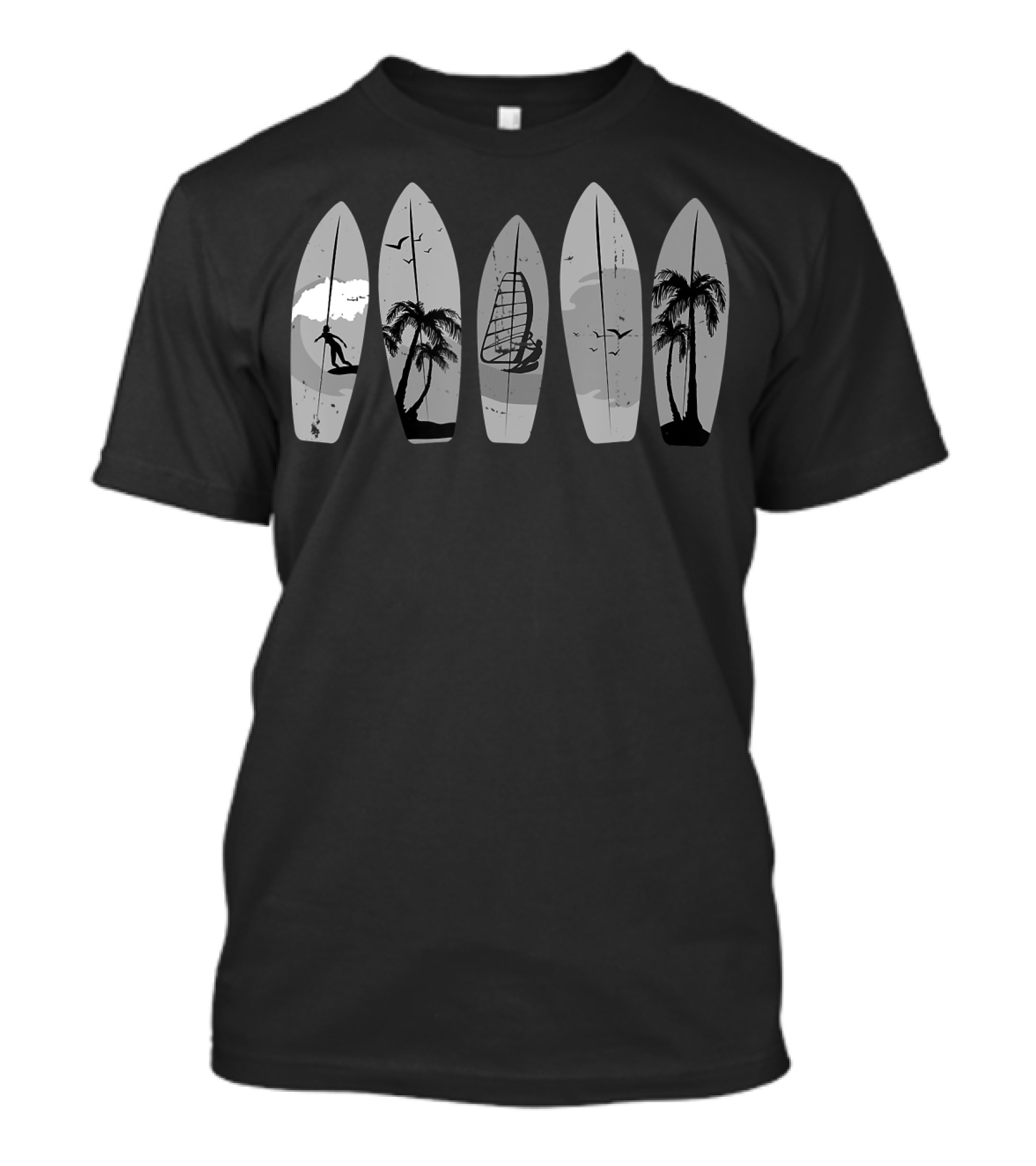 Vintage Surfboard Surfboarder Retro Surfer Palm Tree T-Shirt