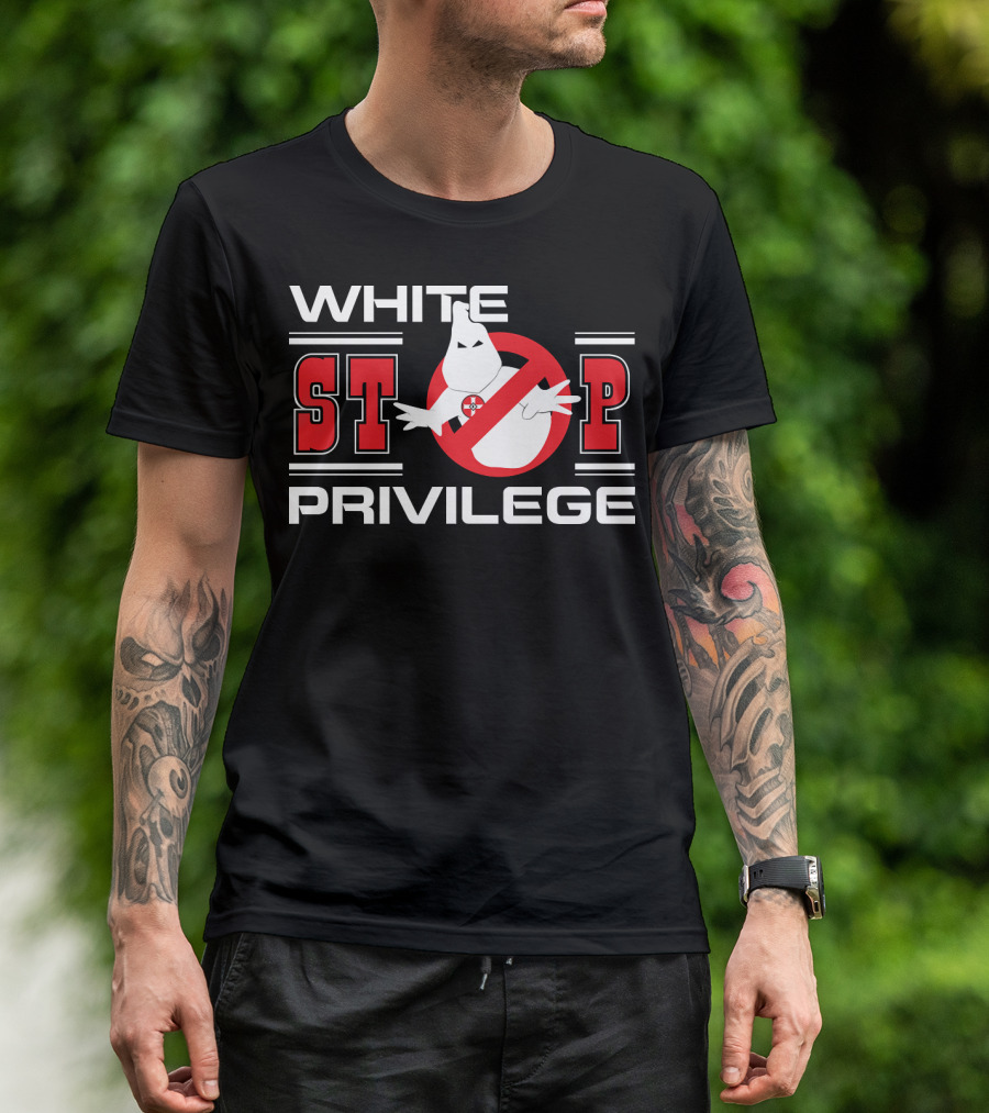 White Stop Privilege Ghostbusters T-Shirt