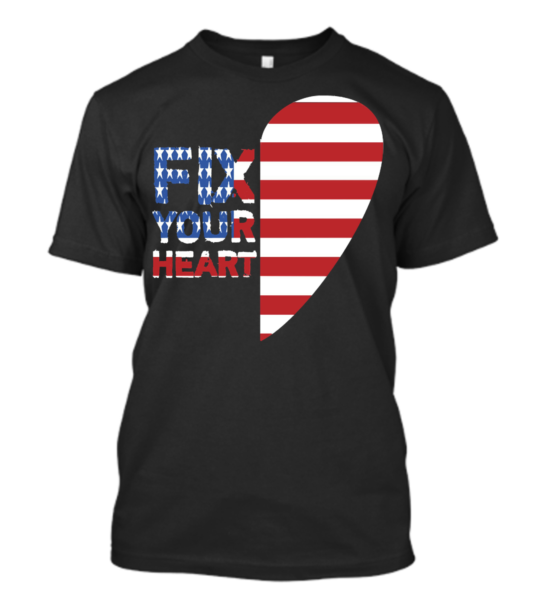 FIX YOUR HEART American Flag Half-Heart T-Shirt