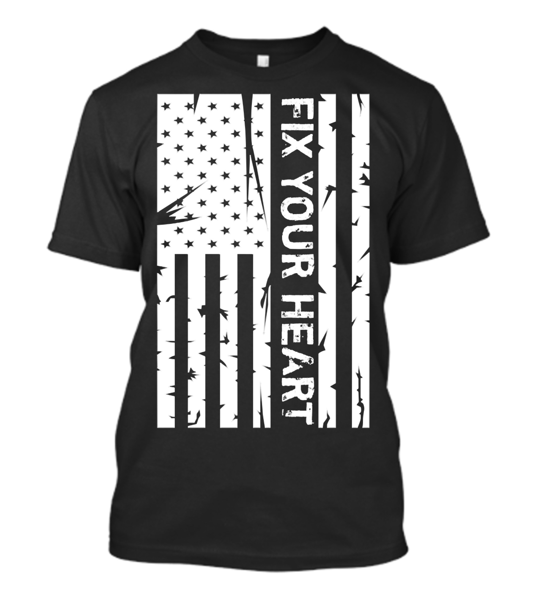 Fix Your Heart American Flag Distressed T-Shirt