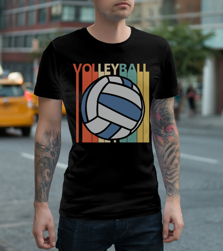 Vintage Volleyball Retro Stripes T-Shirt