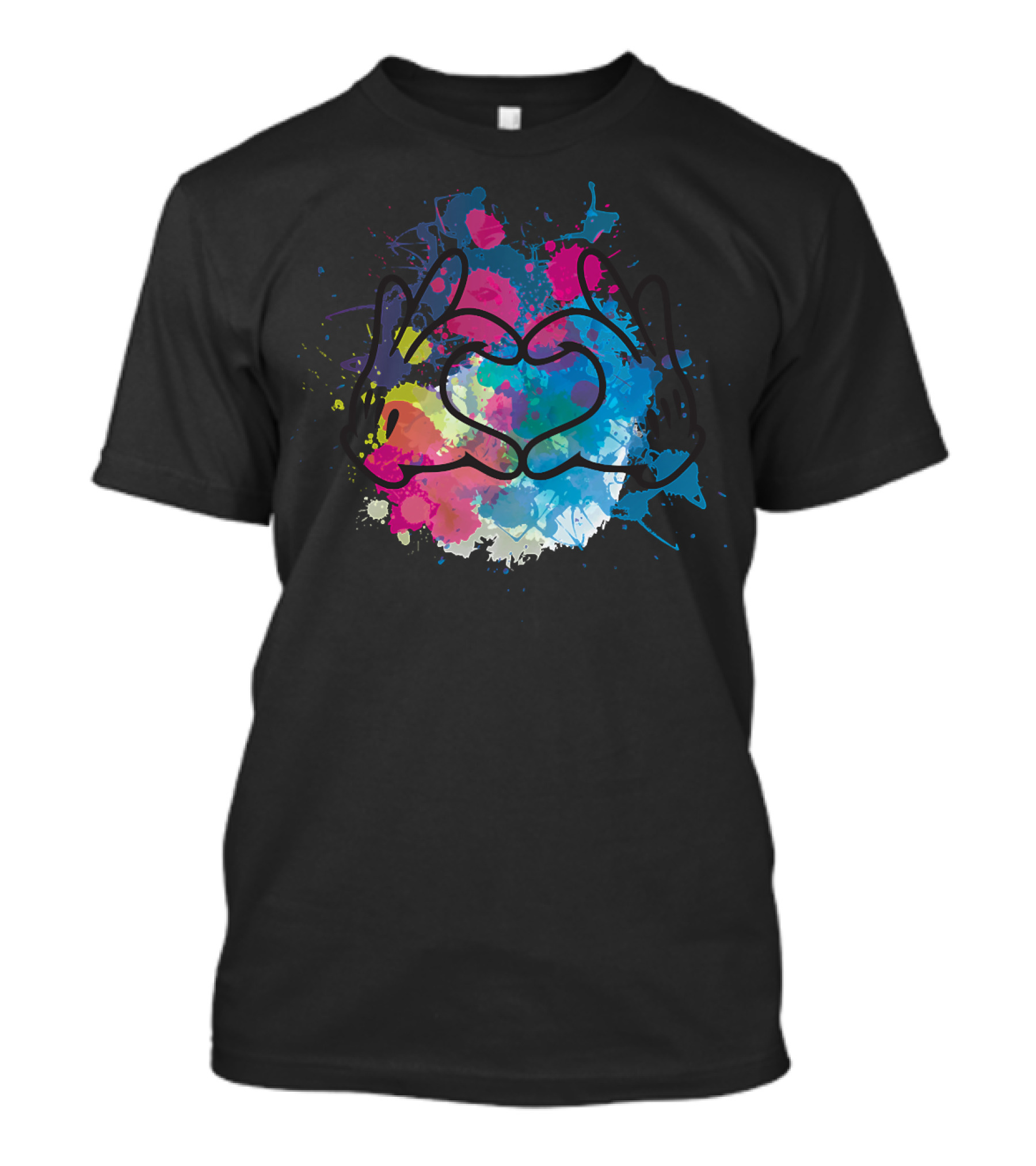 Mickey Mouse Watercolor Heart Hands T-Shirt