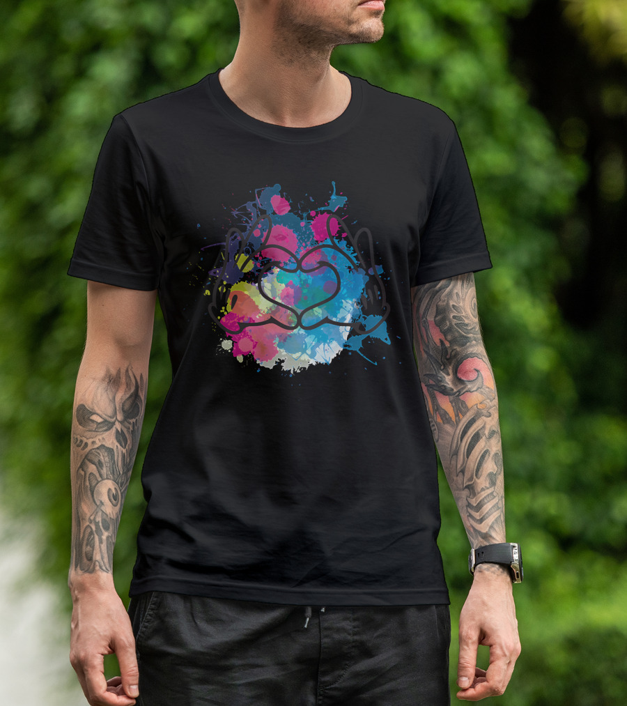 Mickey Mouse Watercolor Heart Hands T-Shirt