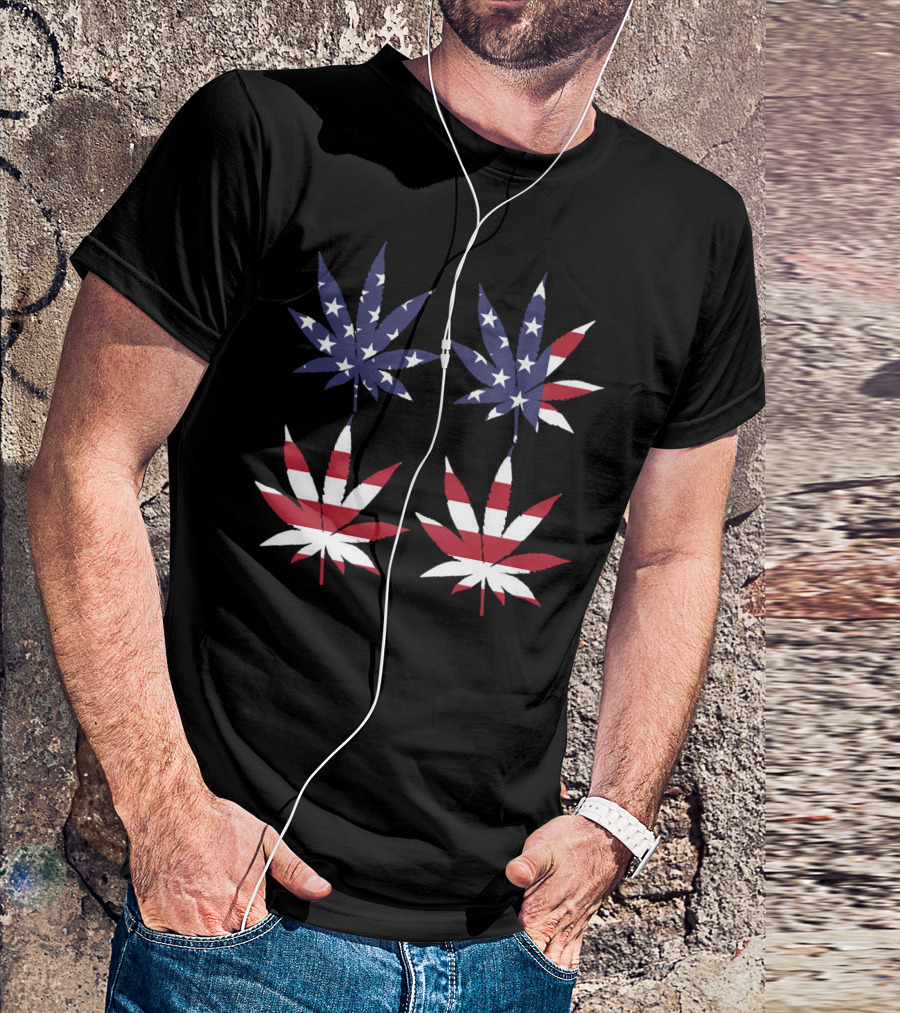 American Flag Cannabis Leaves T-Shirt