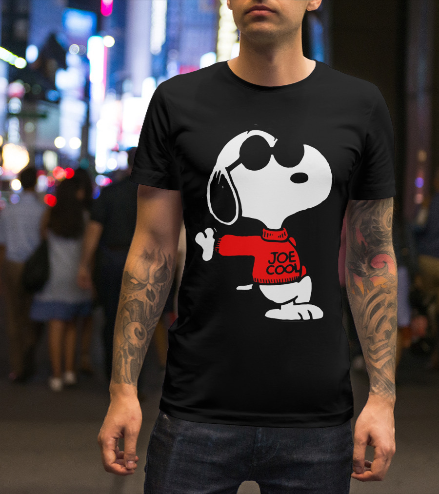 Joe Cool Snoopy In Red Sweater With Sunglasses 108 T-Shirt