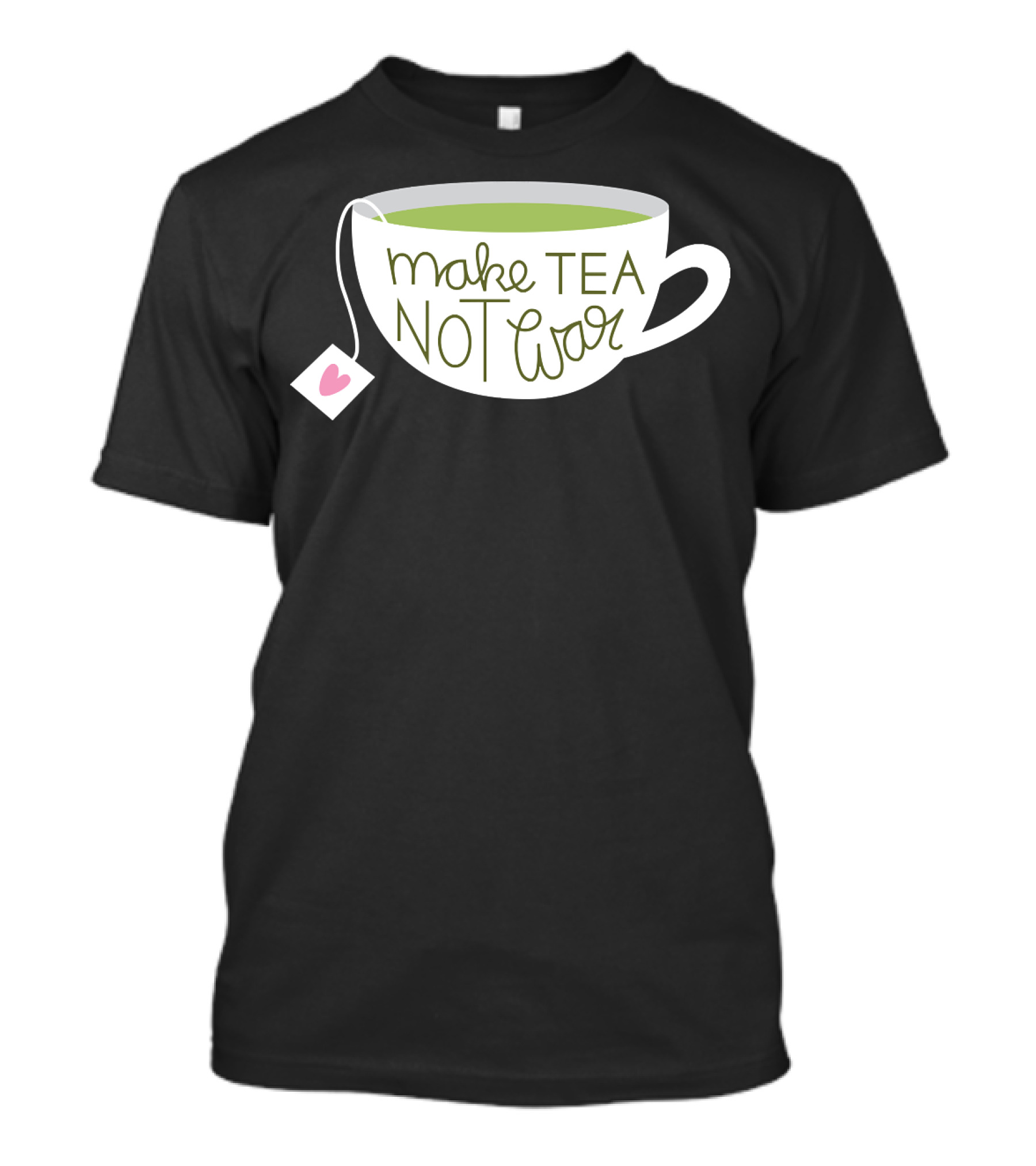 Make Tea Not War Tea Cup Heart Tag T-Shirt