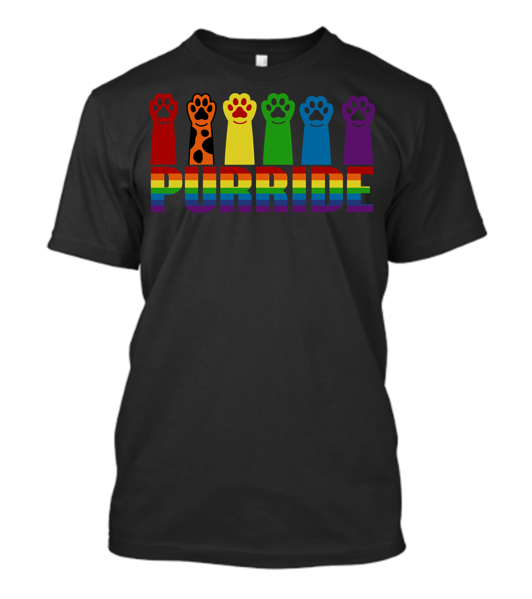 Paws Cats Purride Rainbow Pride Paw Prints T-Shirt