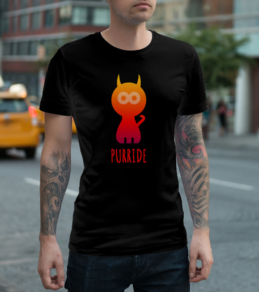Purride Rainbow Gradient Cat With Horns T-Shirt