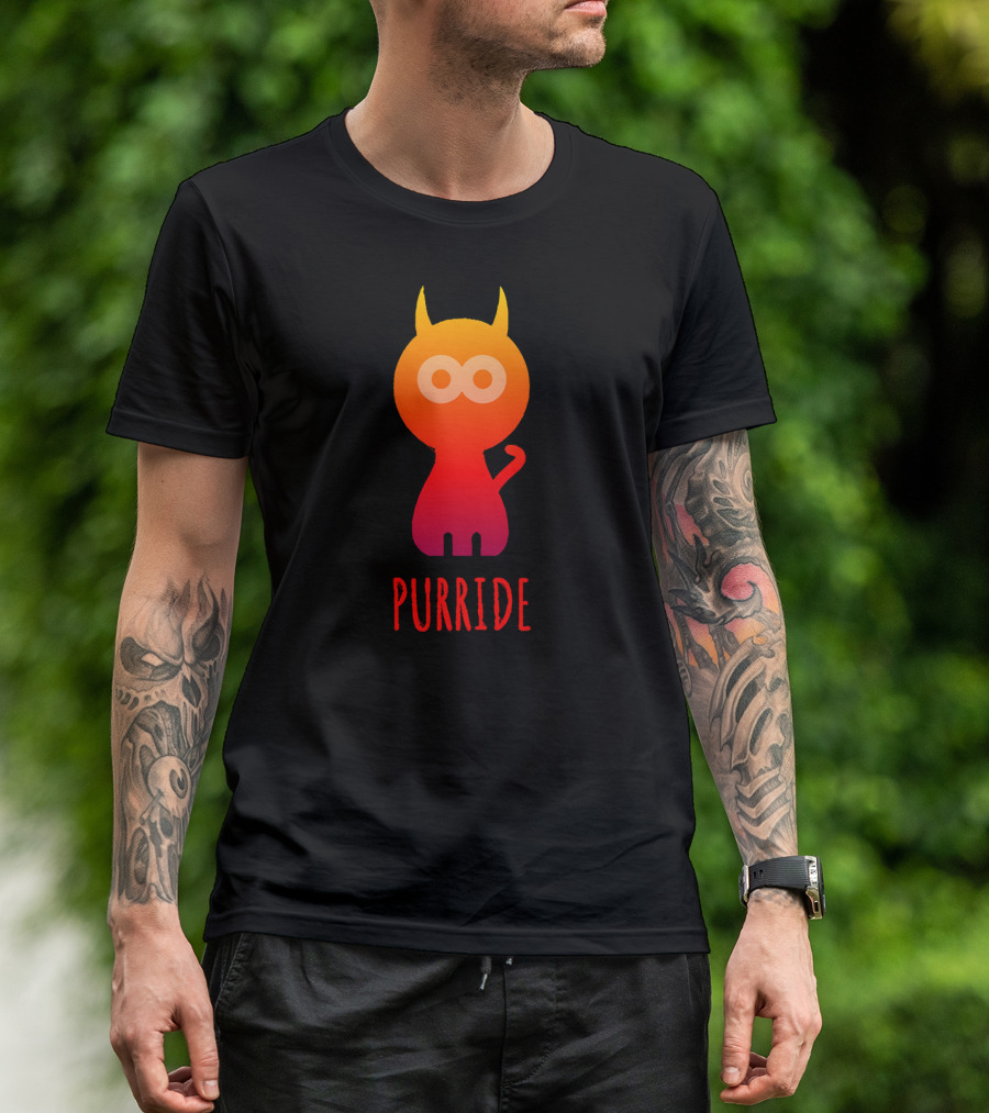 Purride Rainbow Gradient Cat With Horns T-Shirt
