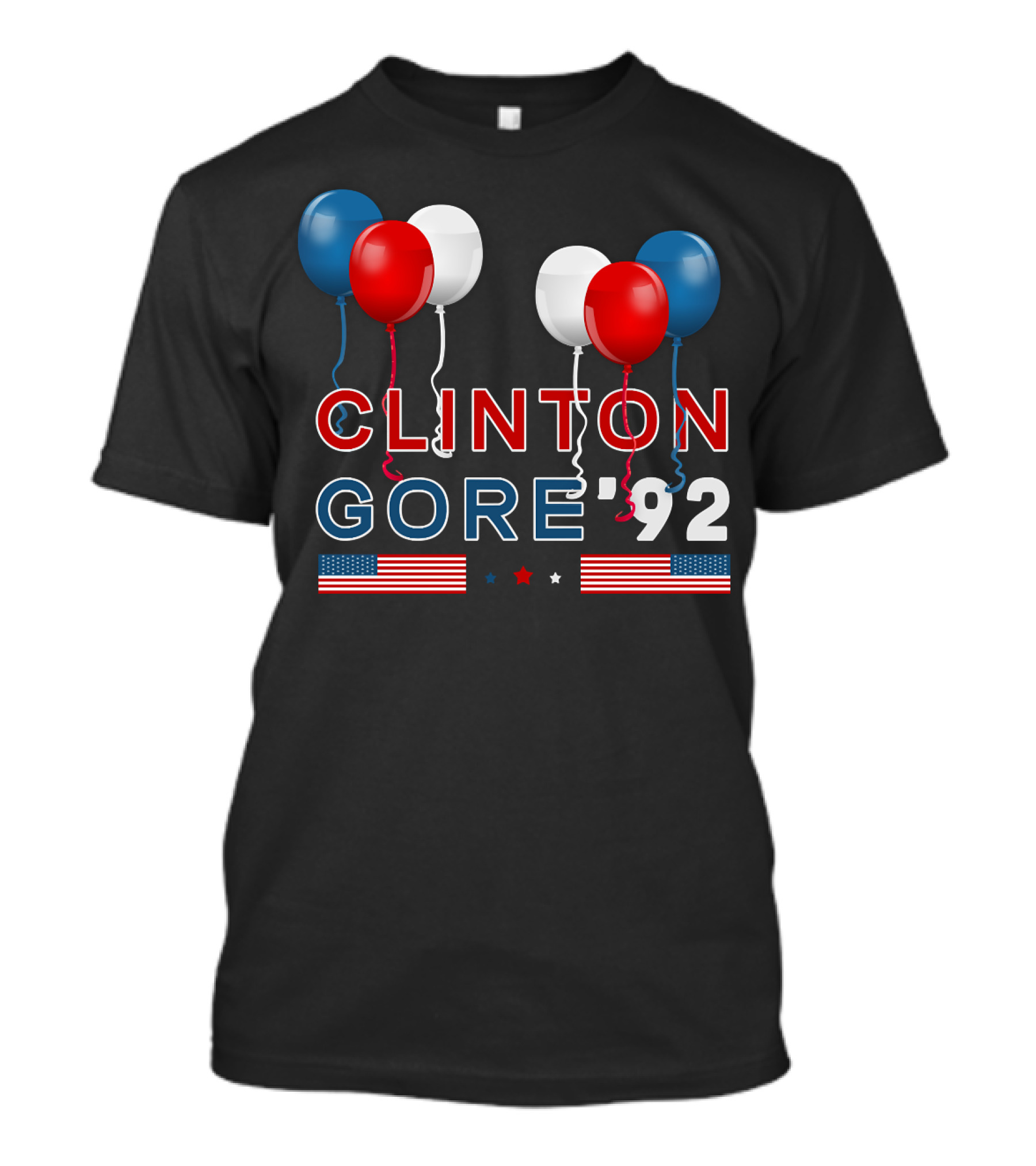 Clinton Gore '92 Balloons American Flags Stars T-Shirt