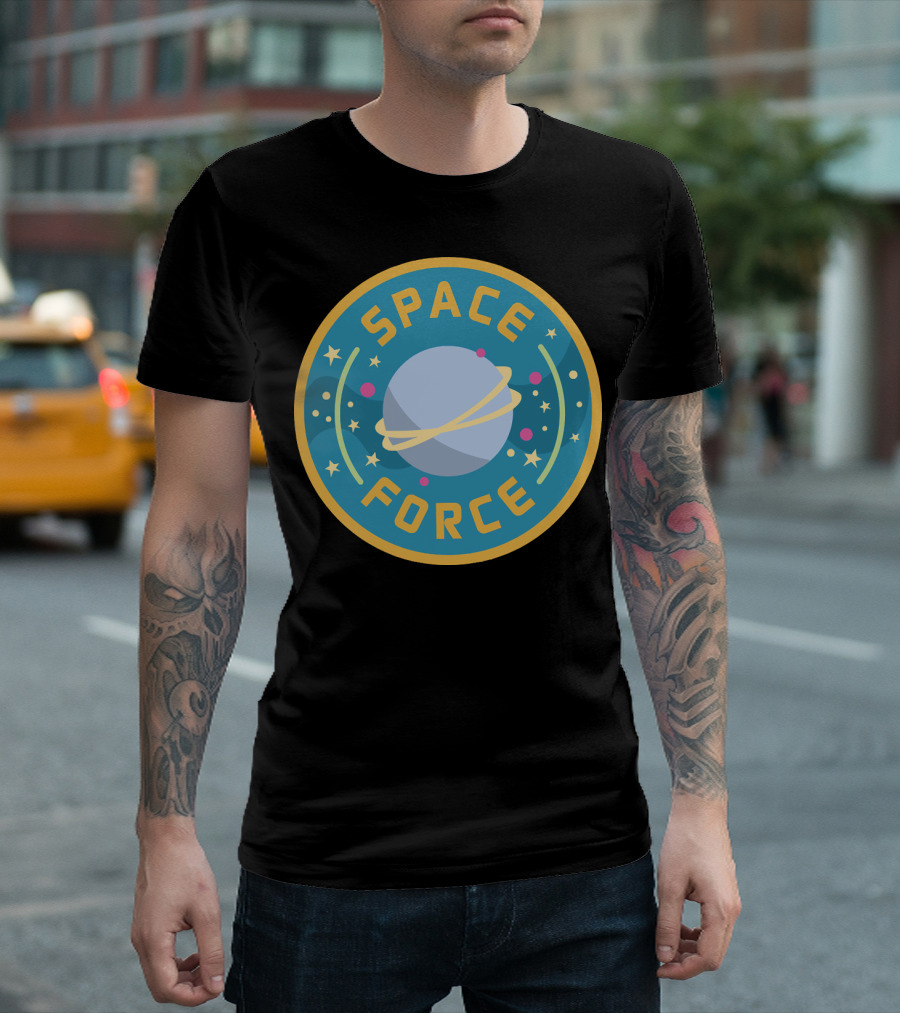 SPACE FORCE Planet Emblem With Stars And Rings T-Shirt