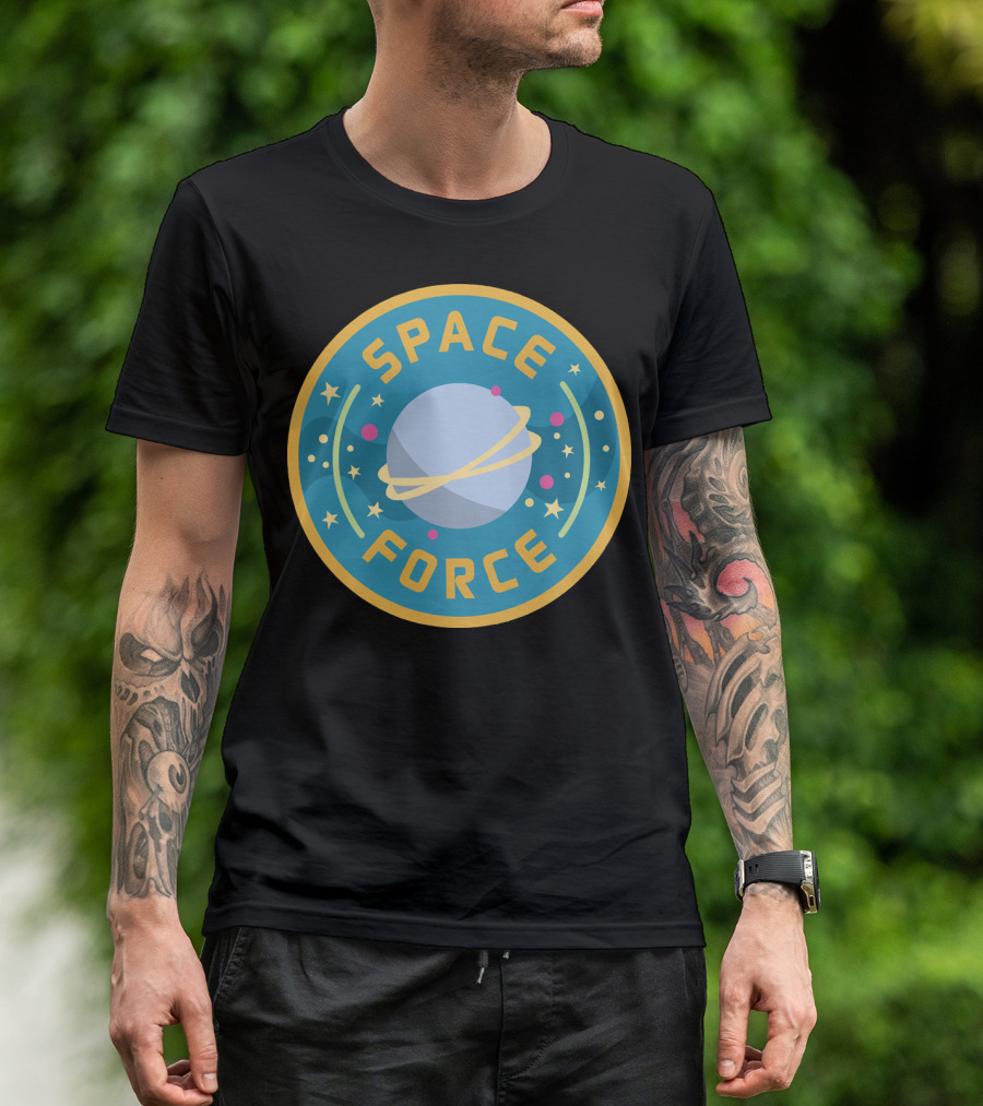 SPACE FORCE Planet Emblem With Stars And Rings T-Shirt