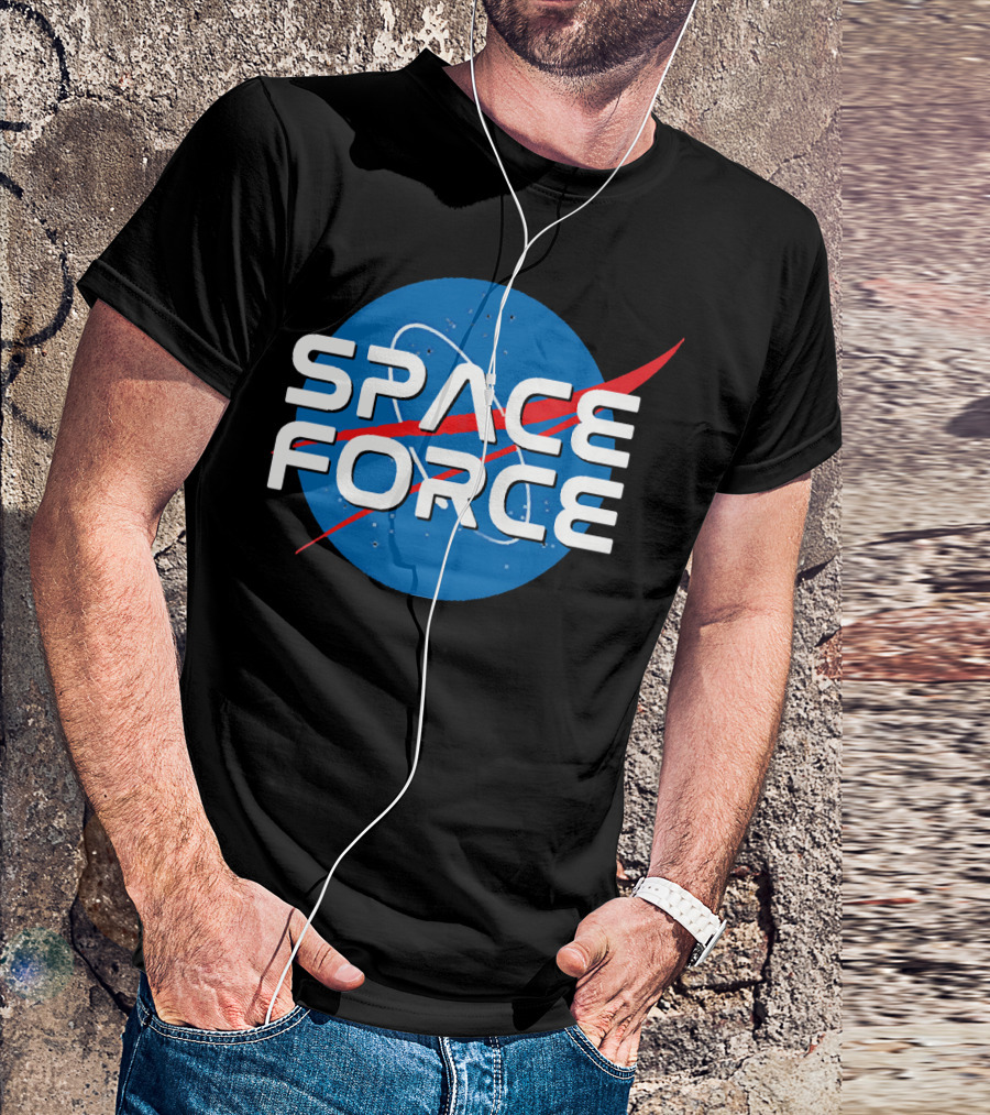 SPACE FORCE NASA Style Logo Blue Circle Background T-Shirt