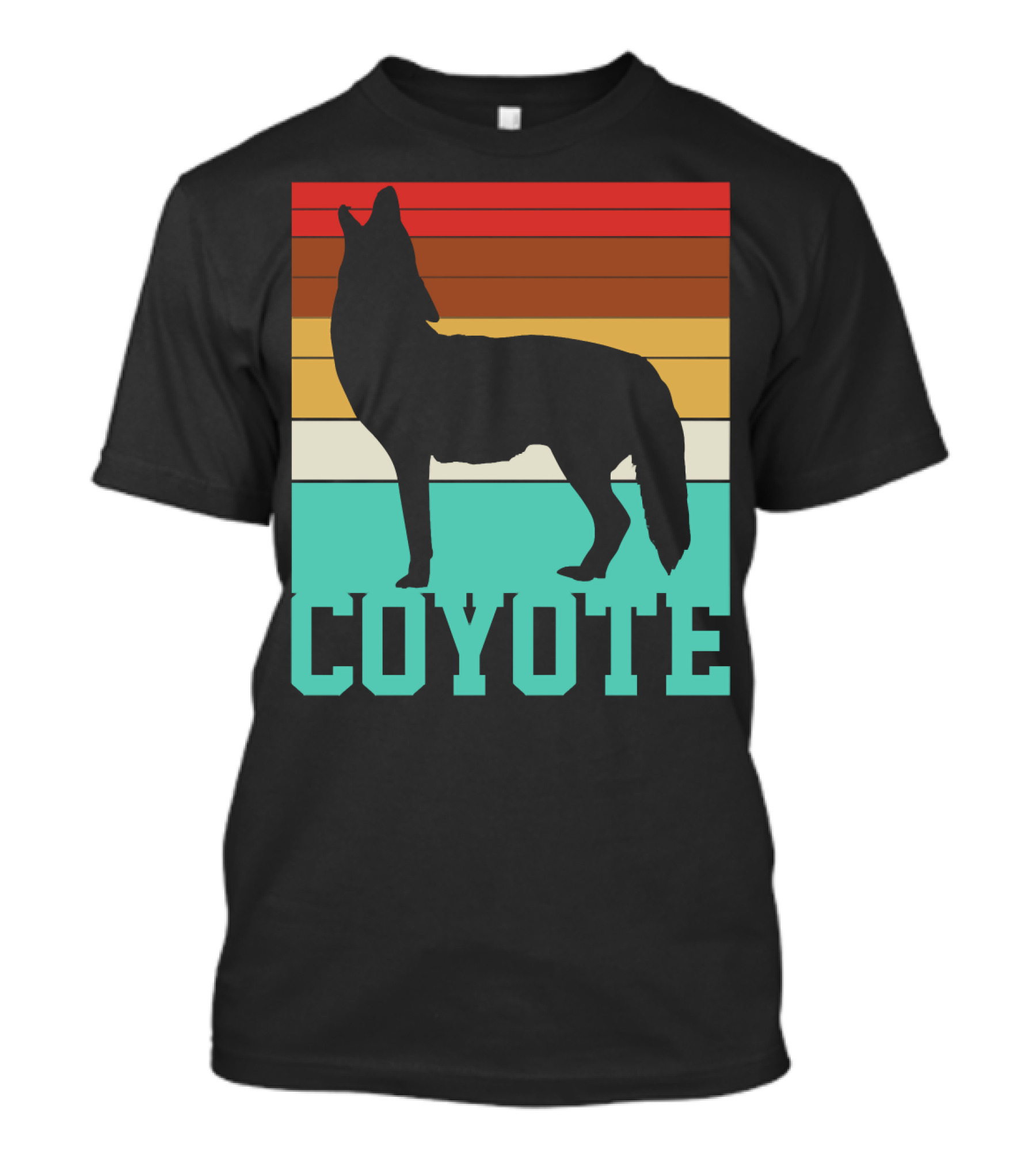 Coyote Silhouette Retro Horizon Stripes T-Shirt