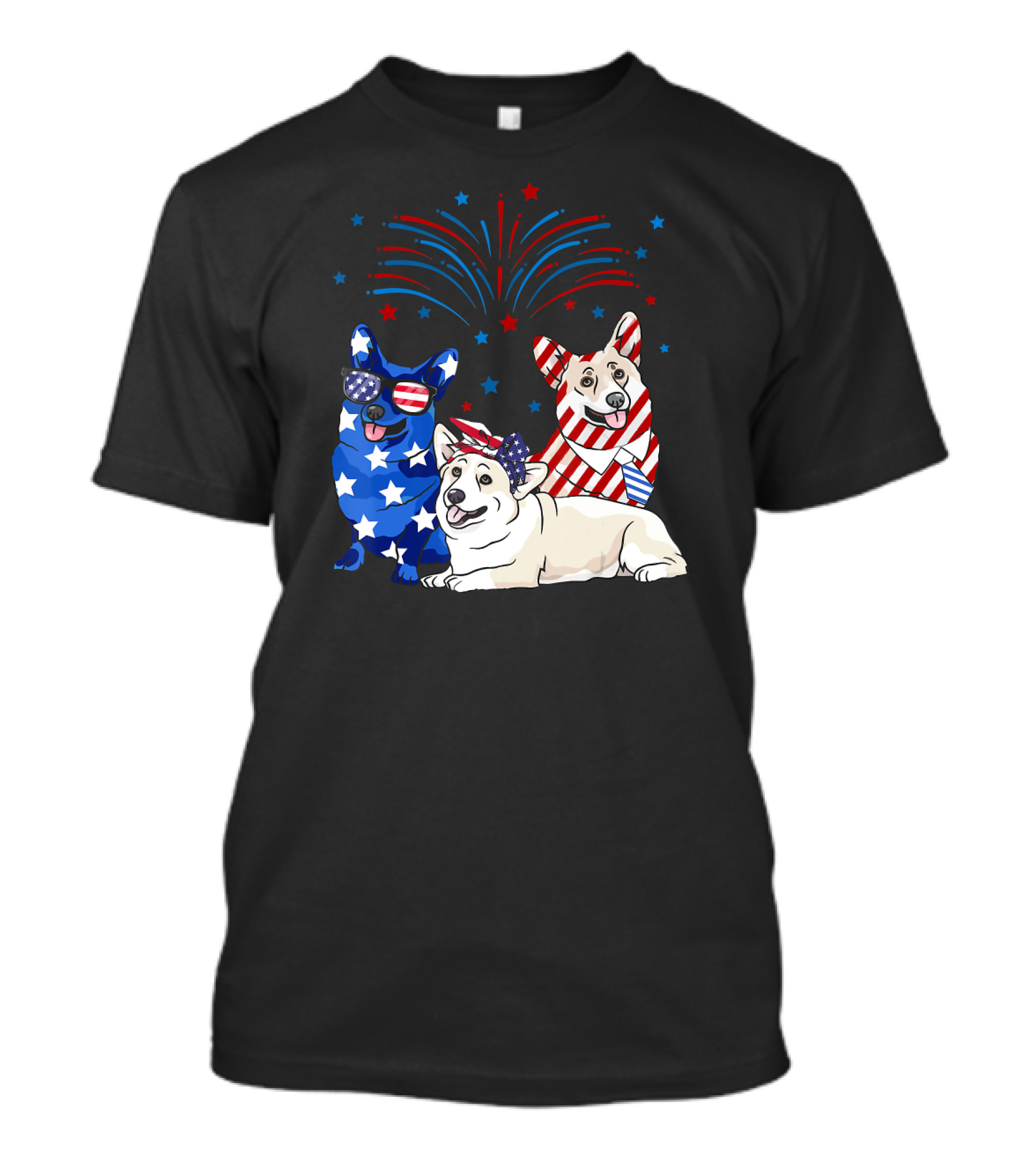 American Flag USA 4th Of July Corgi Fireworks T-Shirt