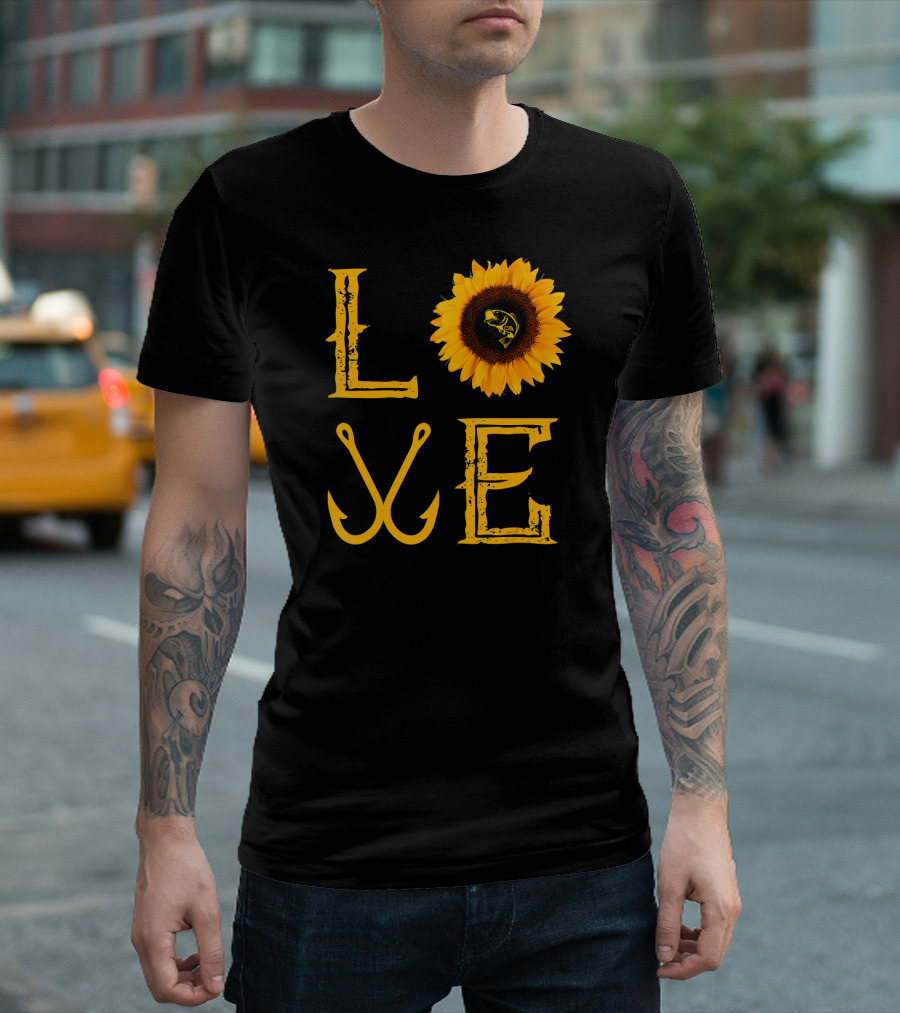 Love Fishing Sunflower Humor Fisherman T-Shirt