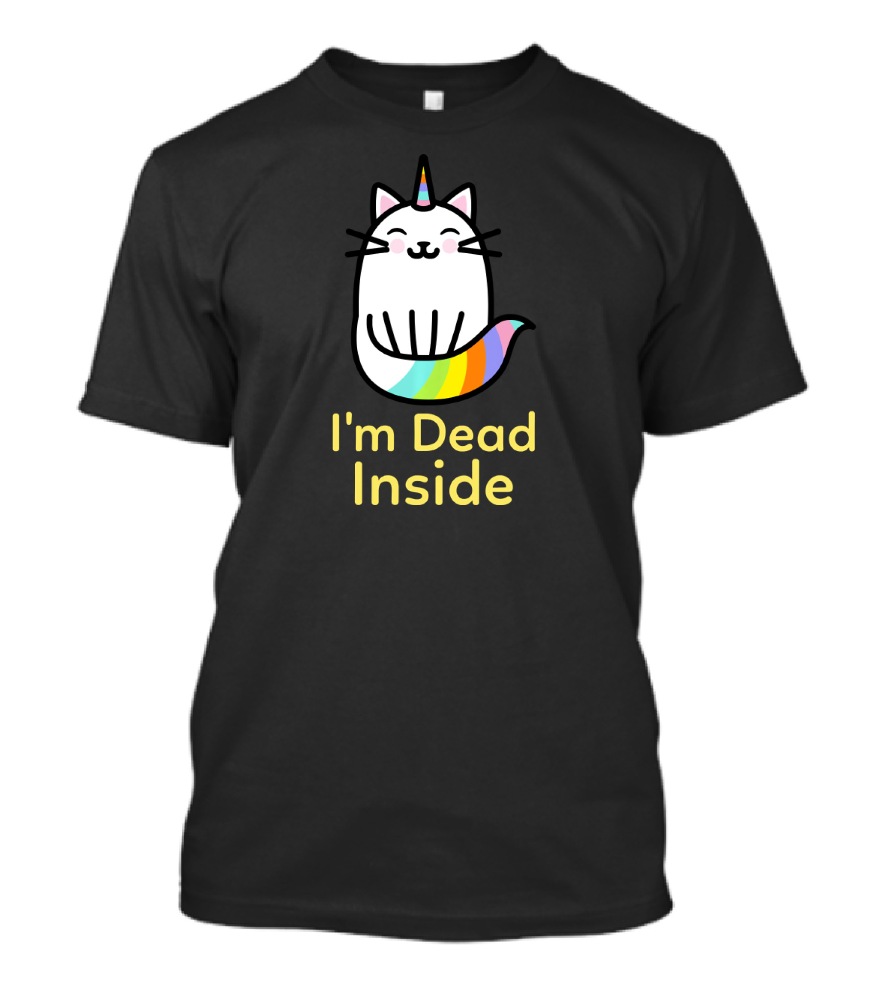 I'm Dead Inside Ironic Unicorn Cat With Rainbow Tail T-Shirt