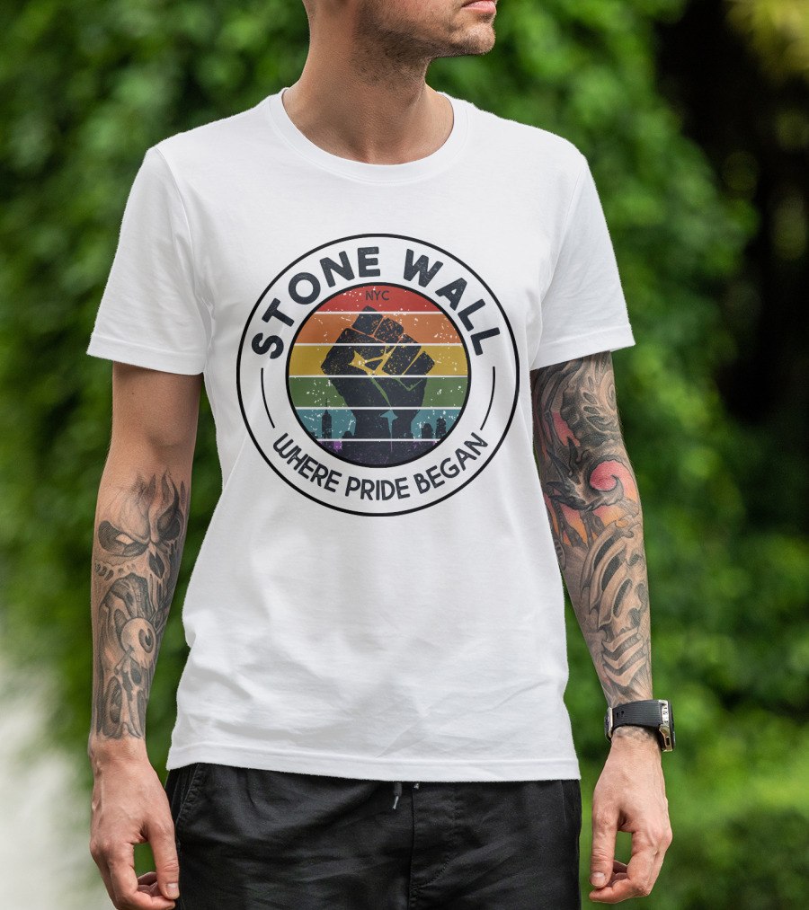Stonewall NYC 1969 Where Pride Began Fist Silhouette Rainbow T-Shirt