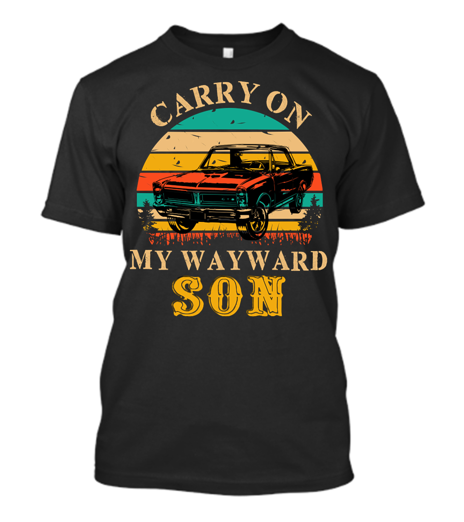 Carry On My Wayward Son Retro Vintage Classic Car Sunset T-Shirt