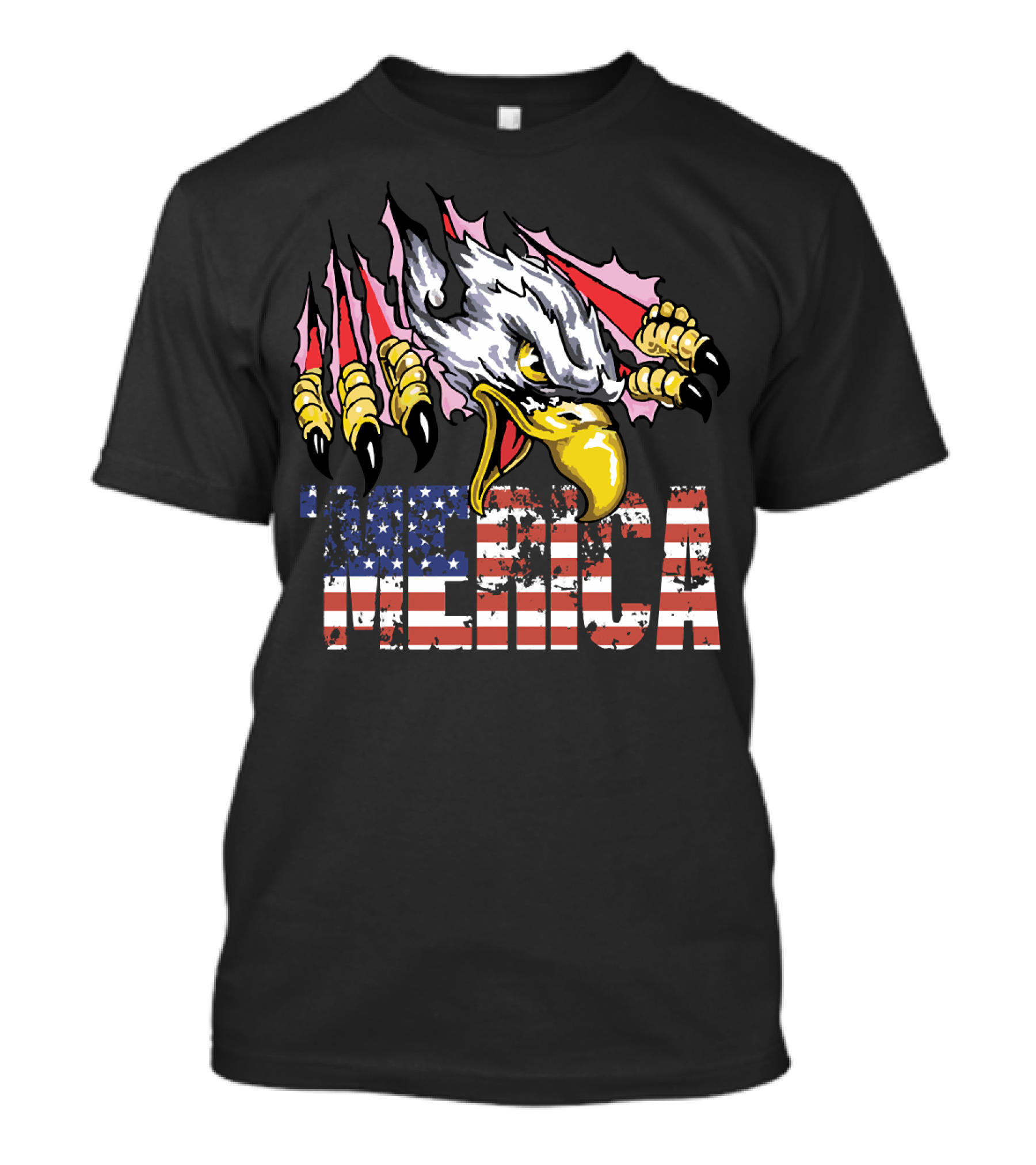 Merica American Eagle Patriotic United States Flag Claw July 4th T-Shirt