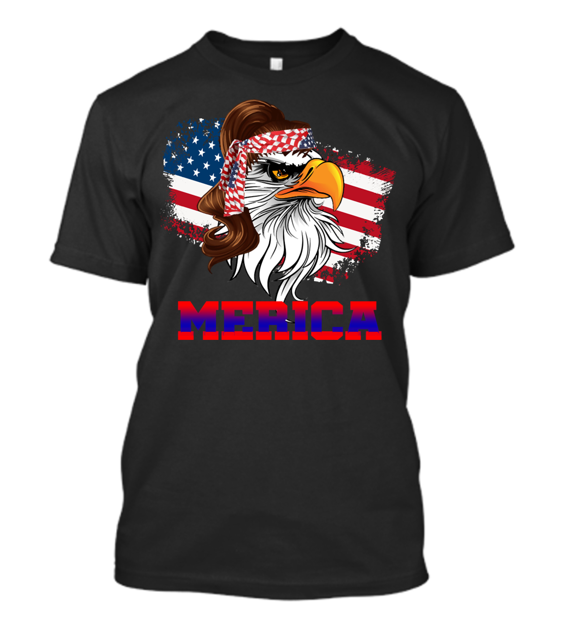 Merica Eagle With American Flag Bandana Patriotic 4th Of July T-Shirt