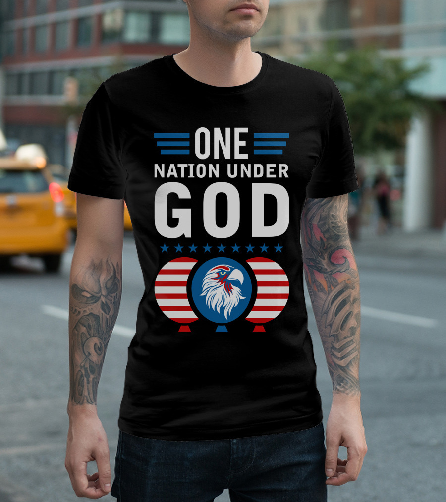 One Nation Under God Independence Day Patriotic Eagle USA T-Shirt