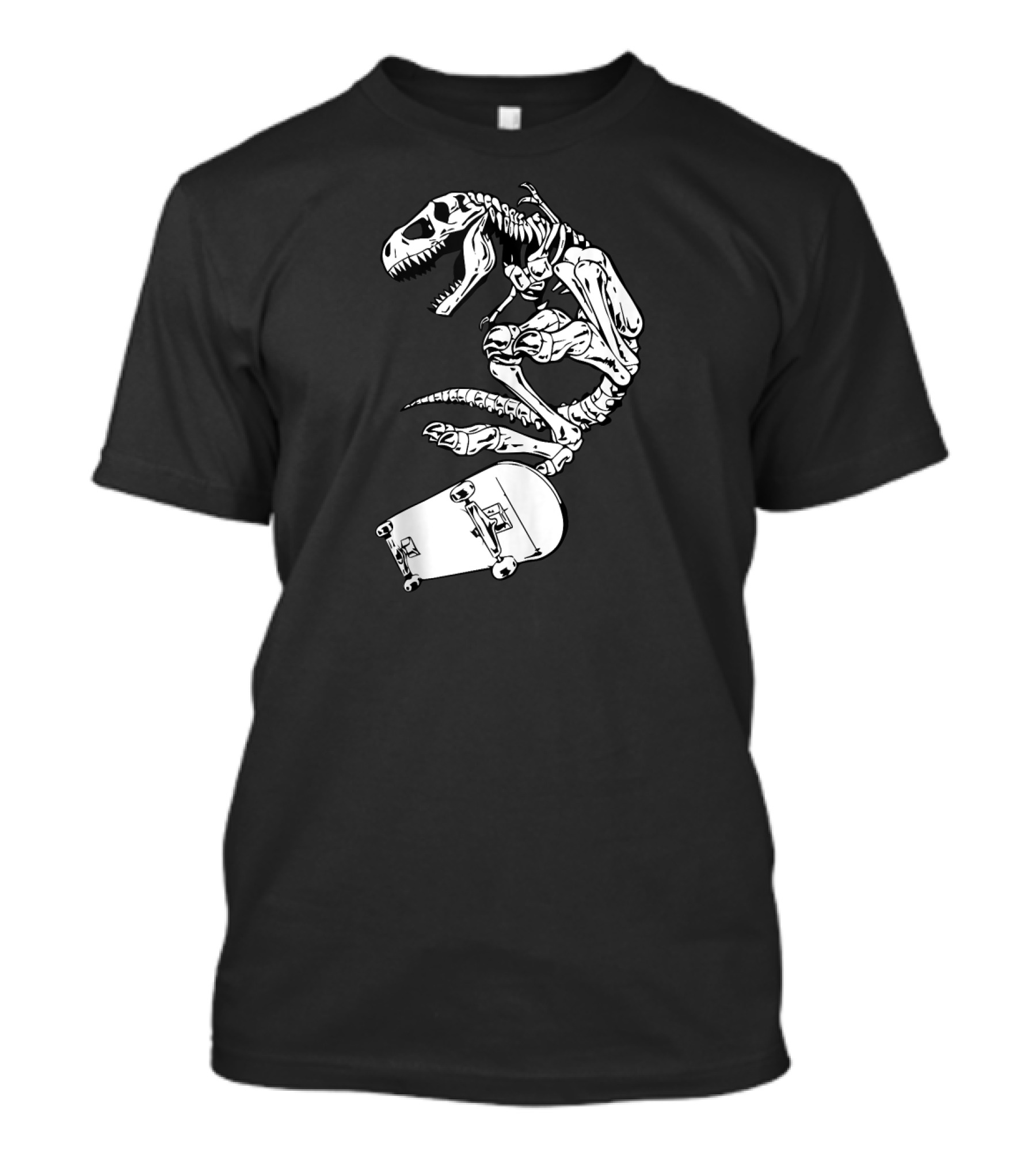 Dinosaur Skeleton Skateboard Cool Skater Birthday T-Shirt