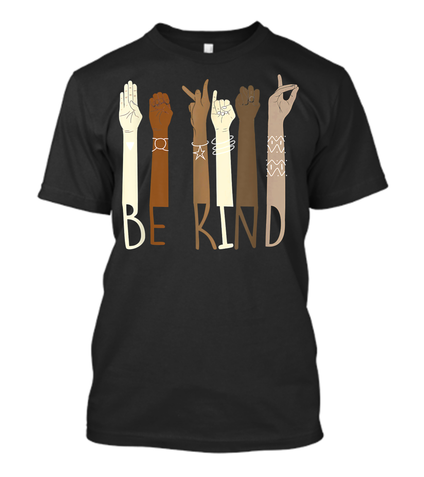 Be Kind Hand Sign Language Teachers Melanin ASL Interpreter Diversity T-Shirt