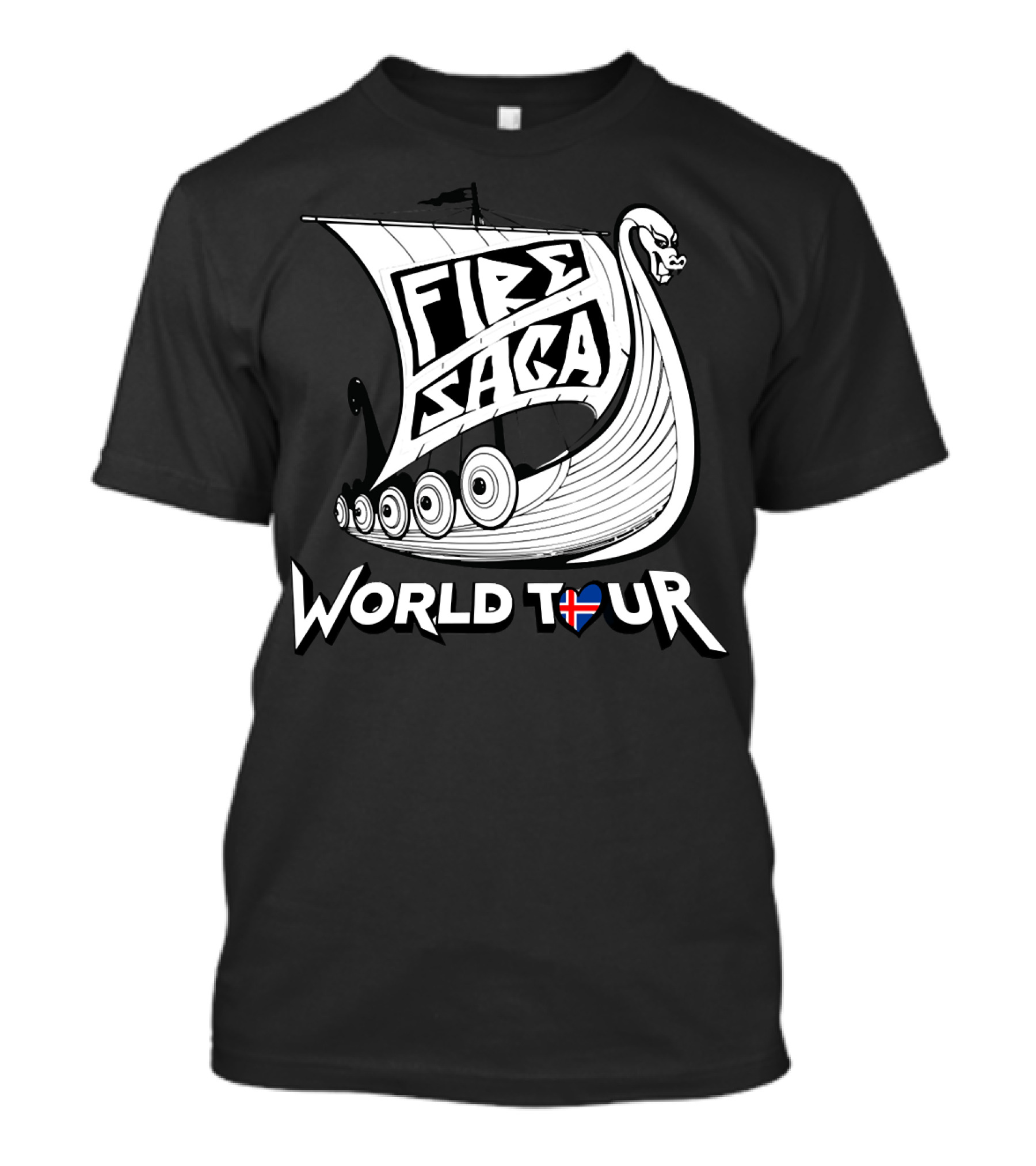 Fire Saga World Tour Viking Ship Scandinavian Flag T-Shirt