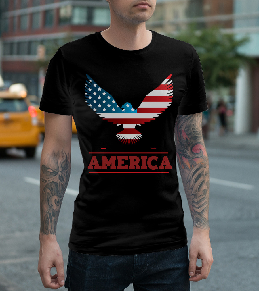 GOD BLESS AMERICA American Flag Bald Eagle T-Shirt
