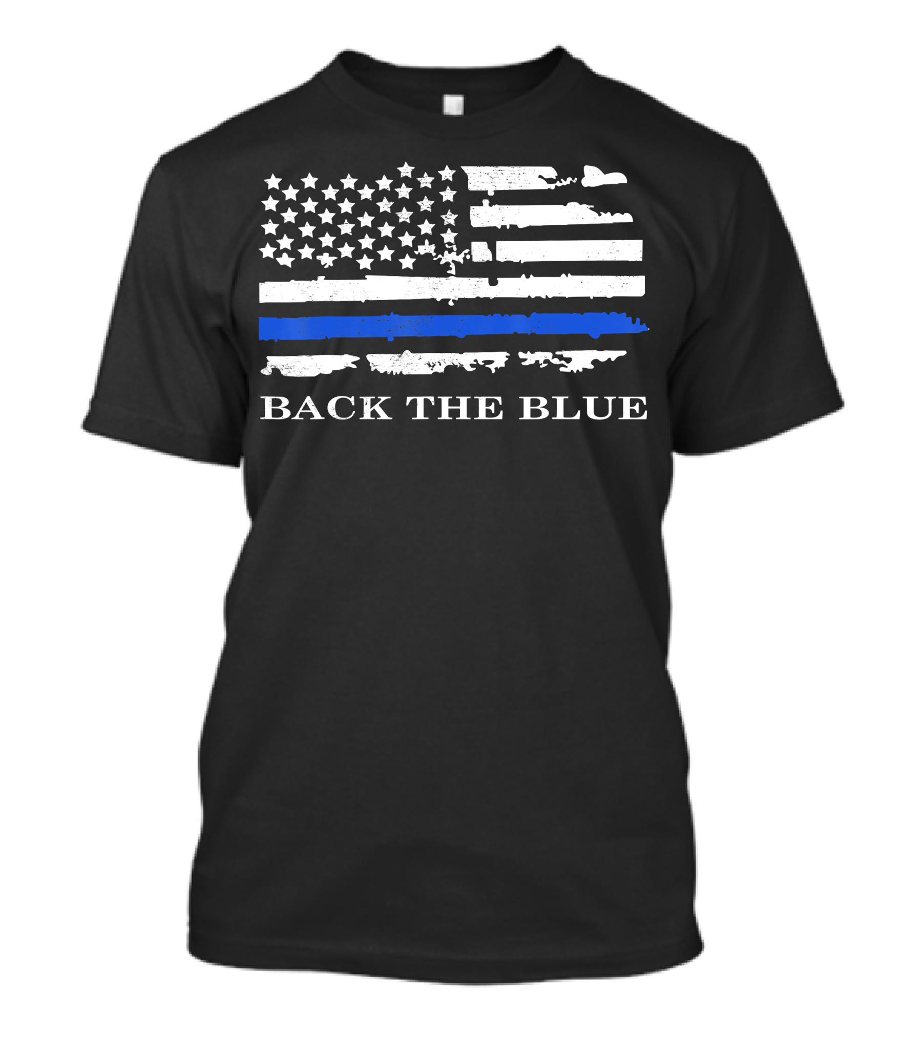 Back The Blue American Flag Police Support Thin Blue Line Stars Stripes T-Shirt