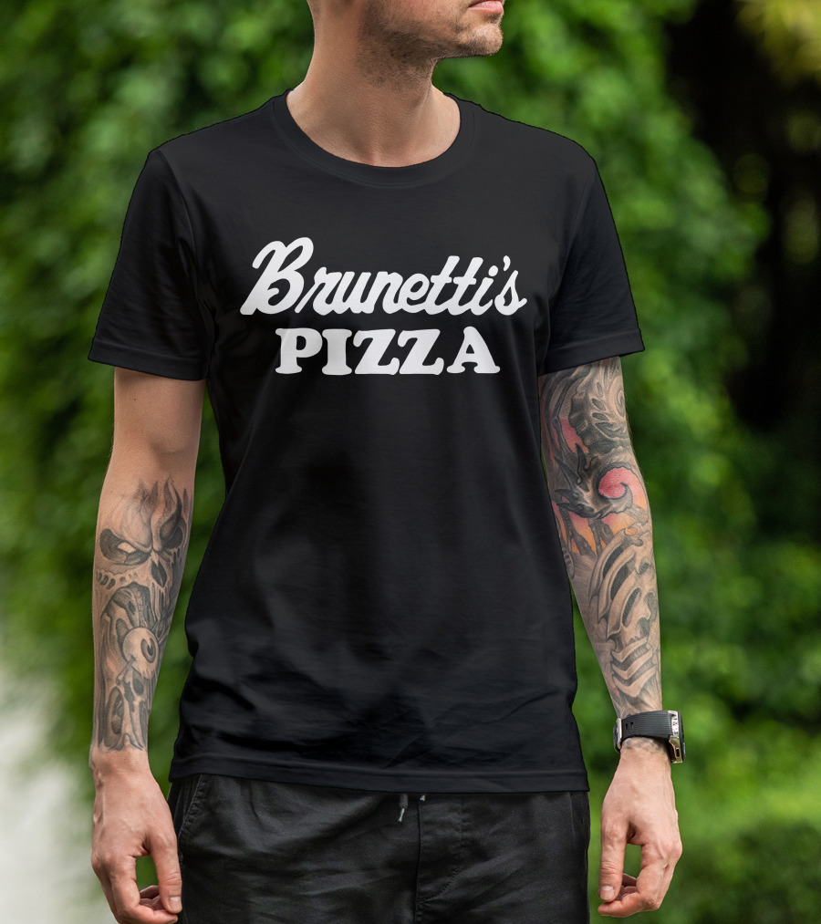 Brunetti's Pizza White Text T-Shirt