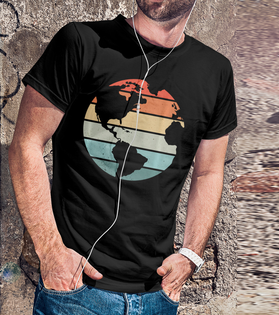 Retro Sunset Striped Earth Vintage Aesthetic T-Shirt