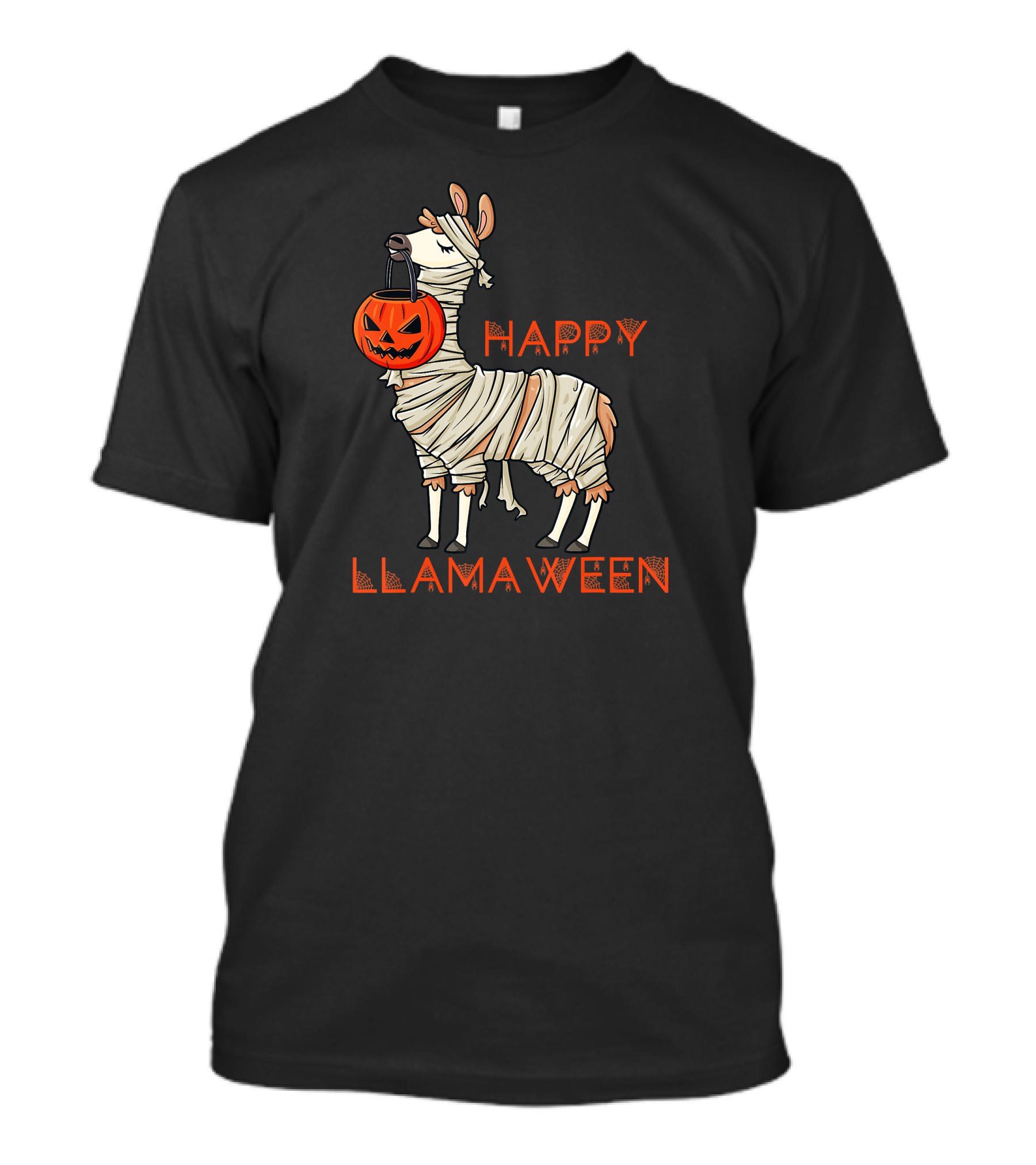 Happy Llamaween Pumpkin Mummy Llama Halloween Girls Boys T-Shirt